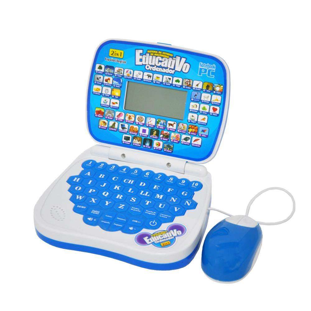 Portable Bilingual Early Educational Learning  Kids Laptop Toy with Mouse Computer Children Gift Developmental Toy.