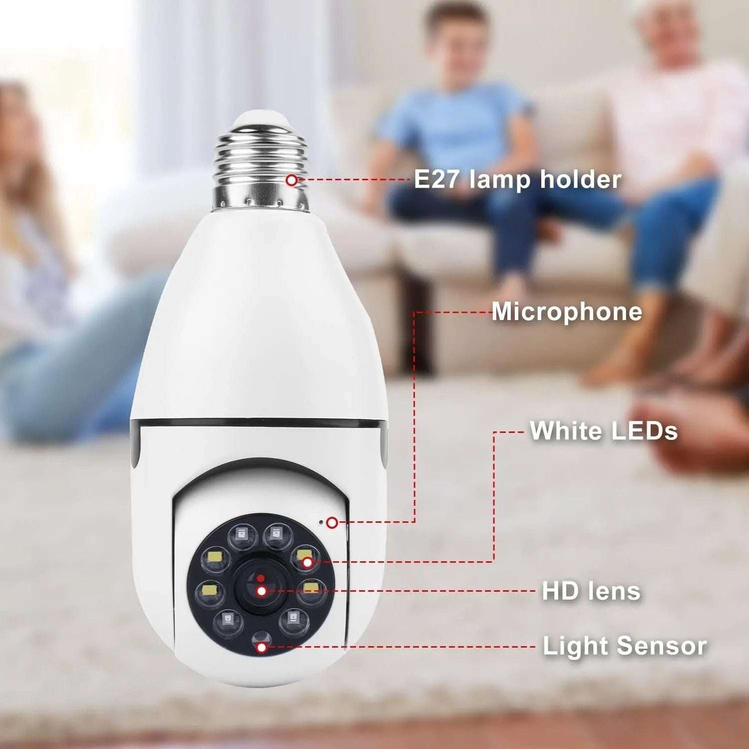 1080P Light Bulb Camera 360 Degree Wireless Wifi Home Night Version Security IP Surveillance.