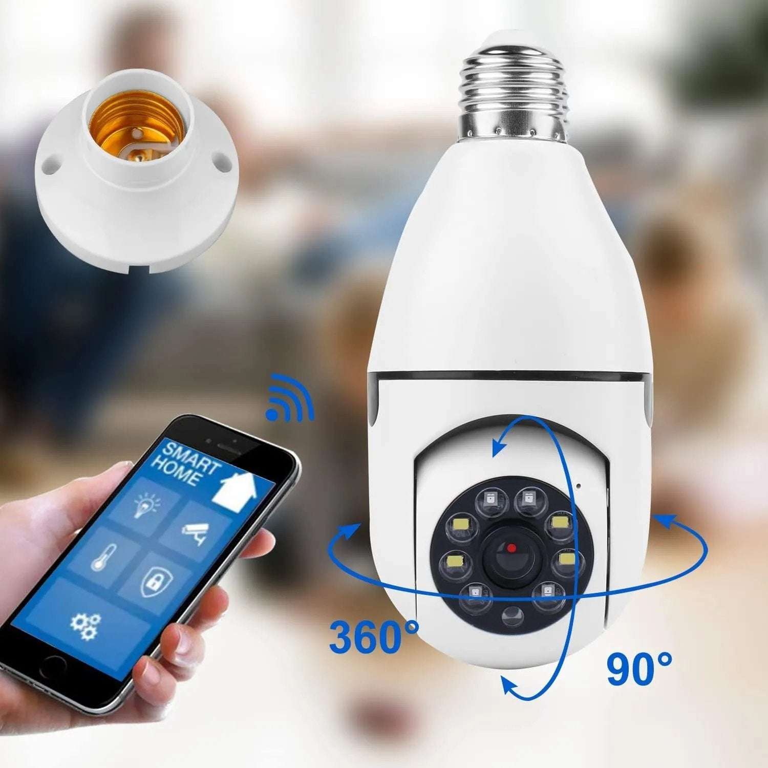 1080P Light Bulb Camera 360 Degree Wireless Wifi Home Night Version Security IP Surveillance.