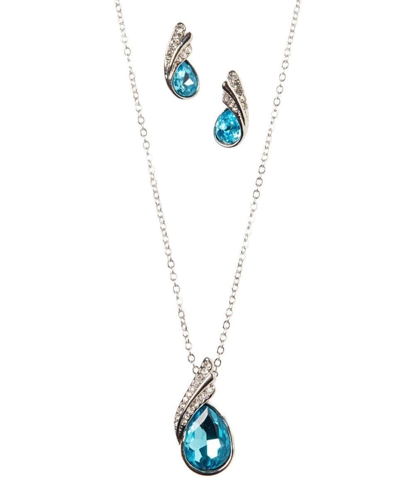 Sea Blue Crystal Necklace Set.