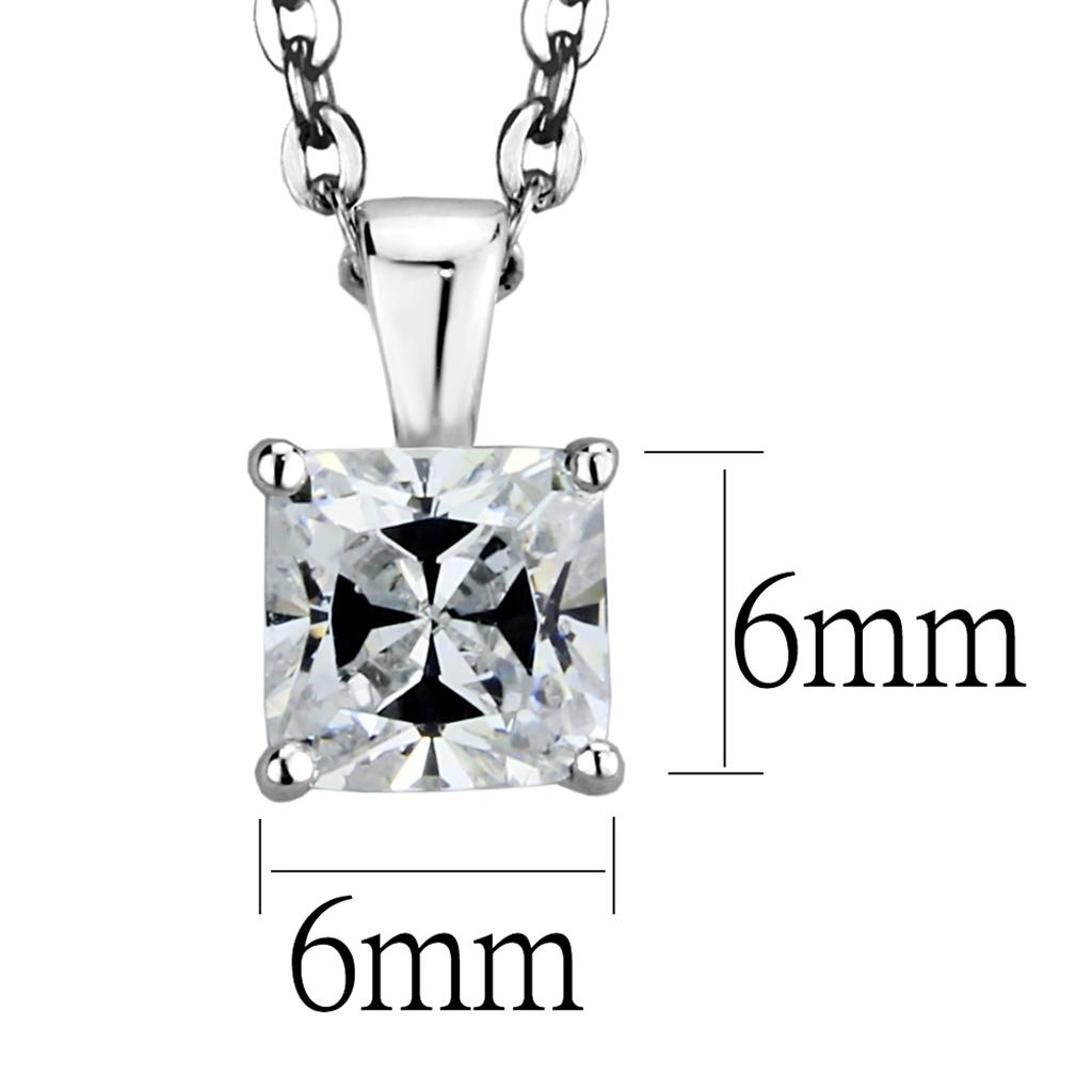 LOS893 - Rhodium 925 Sterling Silver Chain Pendant with AAA Grade CZ.