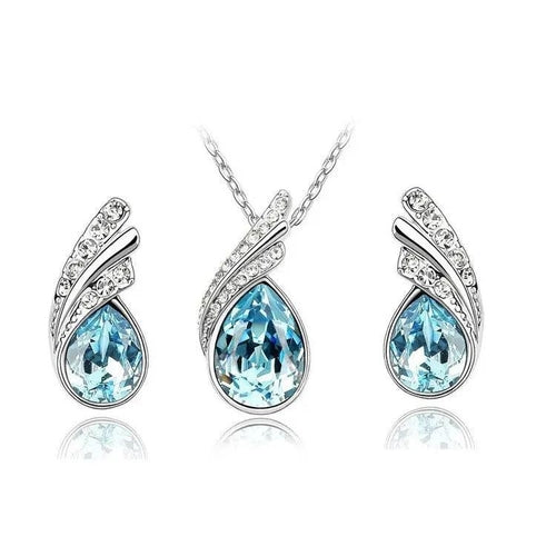 Sea Blue Crystal Necklace Set.