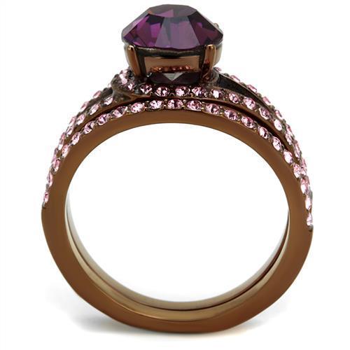 TK2745 - IP Coffee light Stainless Steel Ring with Top Grade Crystal.