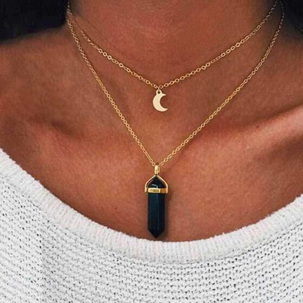 Obelisk Crescent Moon Necklace.