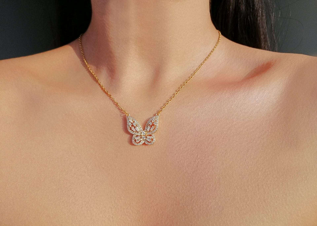 24K Butterfly Pendant Necklace.