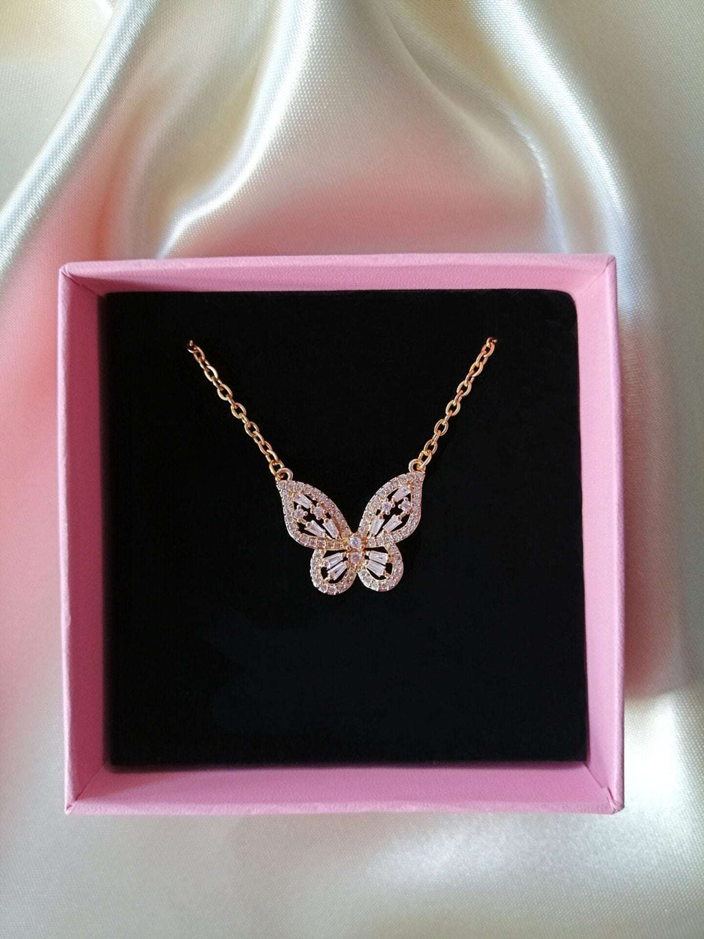 24K Butterfly Pendant Necklace.