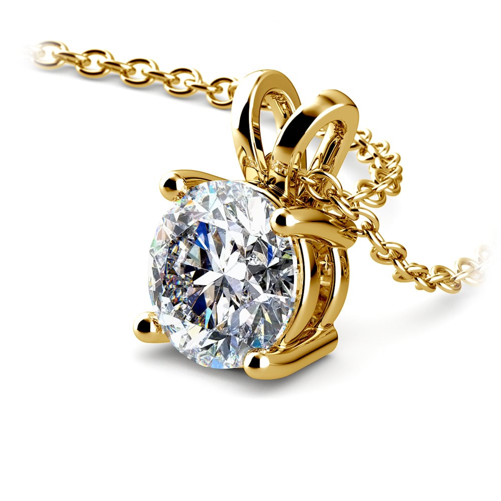 1.00 CTW AGI Certified Lab Grown Diamond Pendant - G/VS Clarity Round Cut in Choice of 14K White or Yellow Gold.