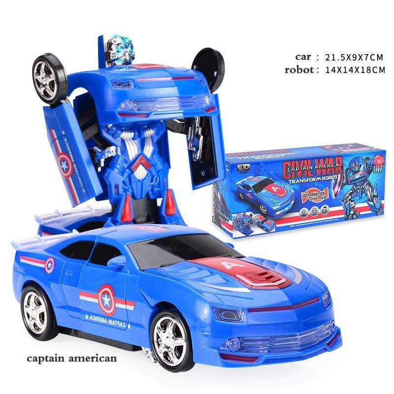 Captain America Cars Robot for Kids Remote Control Transformer robot Car Toys with Gesture Sensing One-Button Deformation.