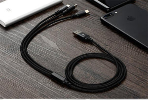 Universal 3 in 1 Multi Charging Cable For Smartphones & Tablets - Kaabfab