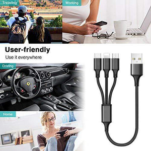 Universal 3 in 1 Multi Charging Cable For Smartphones & Tablets - Kaabfab