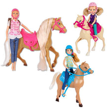 Load image into Gallery viewer, Barbie Doll, Blonde, Wearing Riding Outfit with Helmet, and Light Brown Horse with Soft White Mane and Tail, Gift for 3 to 7 Year Old - Kaabfab
